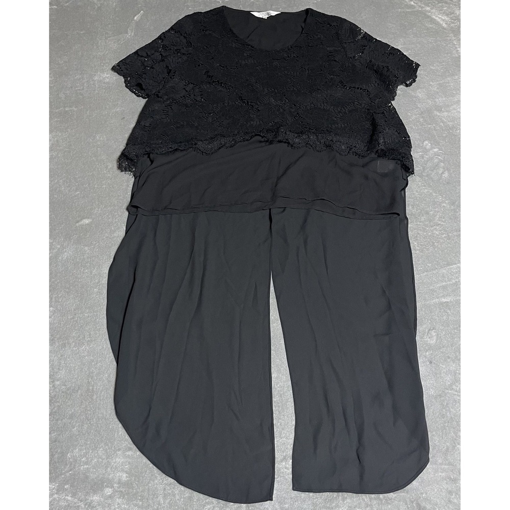 Crosby by Mollie Burch Top‎ Womens Large Black Lace Cape Lagenlook Whimsigoth
